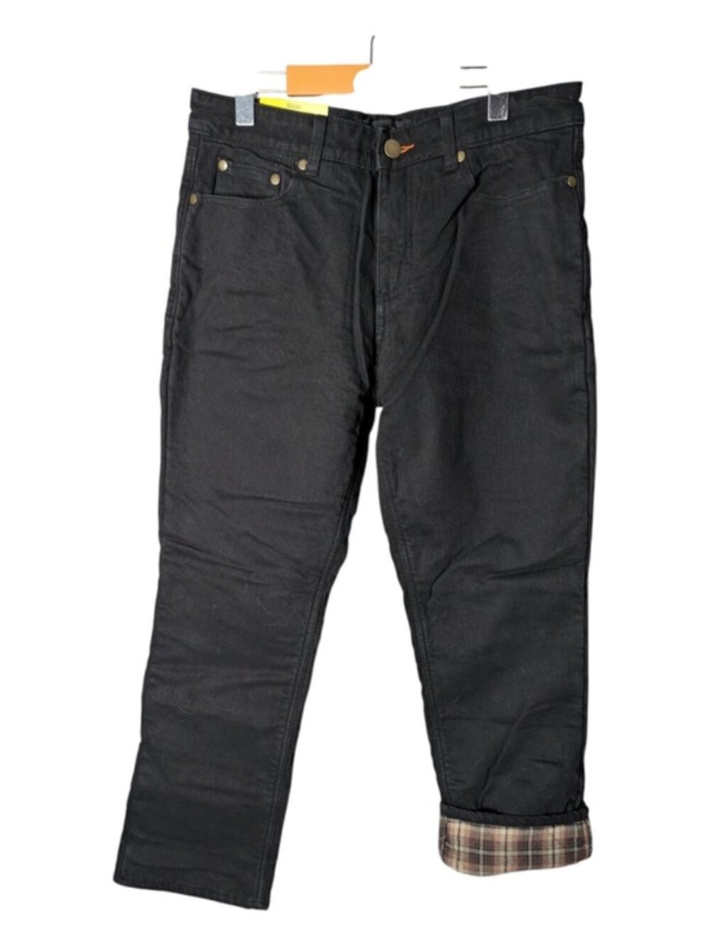 NWT Realtree Flannel Quilted Plaid Lined Jeans Straight Leg Black 32x30